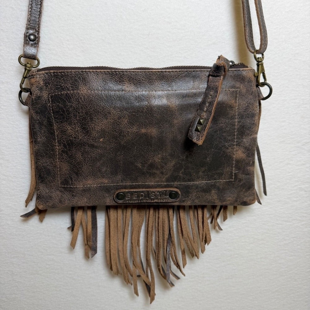 BED|STU Silverrock Crossbody Bag Distressed Brown Genuine Leather Fringe EUC - Picture 7 of 13